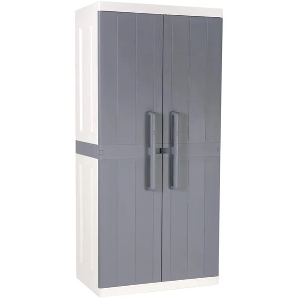 leroy merlin armadio alto anniversary mega interno / esterno in resina, grigio chiaro e grigio scuro l 89 x h 190 x p 54 cm, 2 ante