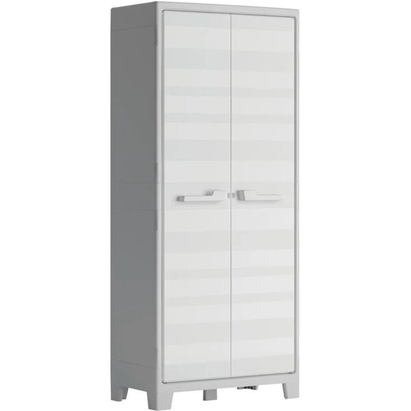 keter armadio per scope maximo multispace interno / esterno in resina, grigio chiaro  l 80 x h 182 x p 44 cm, 2 ante