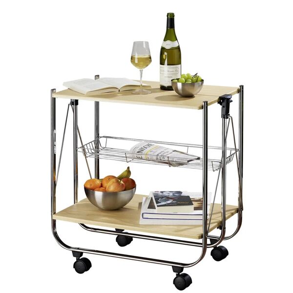 wenko carrello da cucina in acciaio acero l 40.6 x h 70 x p 68 cm, con ruote