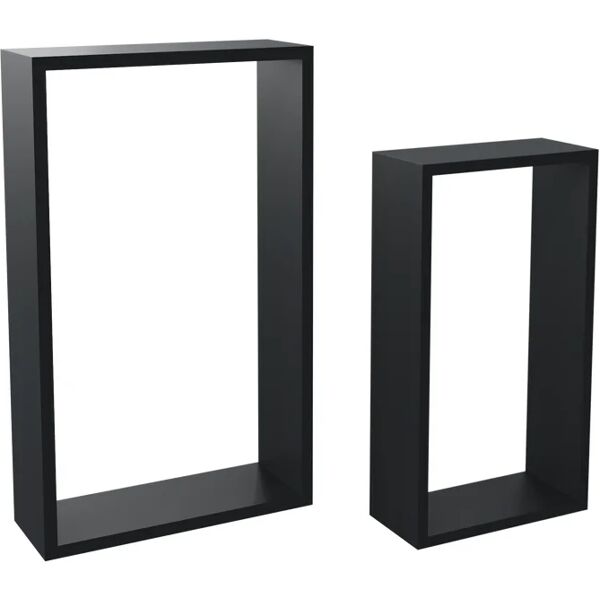 spaceo mensola a muro bis  rettangolare in legno l 45 x h 27 x p 11.7 cm nero, 2 pezzi