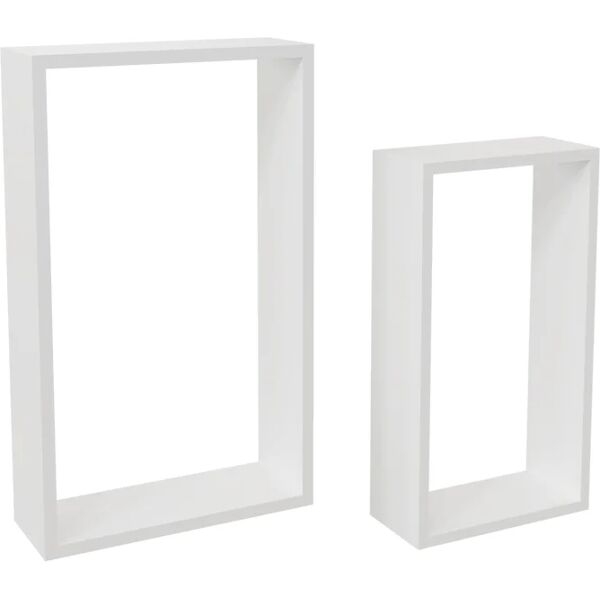 spaceo mensola a muro bis  rettangolare in legno l 45 x h 27 x p 11.7 cm bianco, 2 pezzi