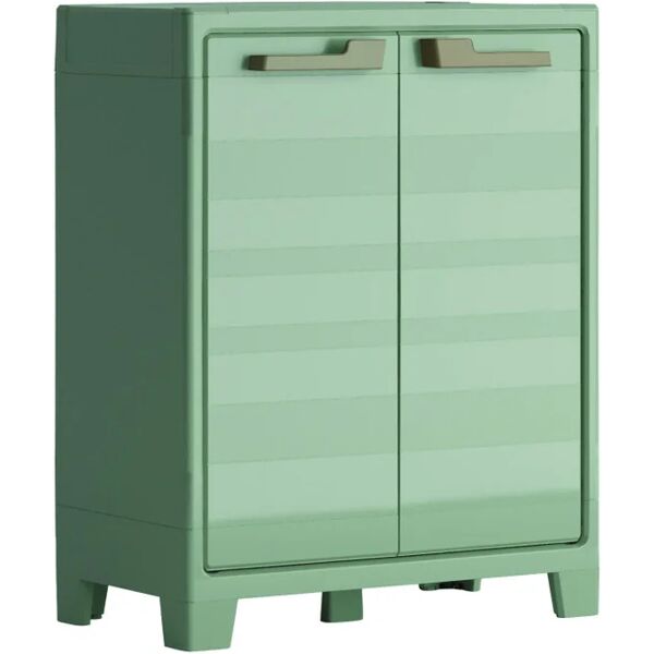 keter armadio basso planet interno / esterno in resina, verde  l 80 x h 100 x p 44 cm, 2 ante