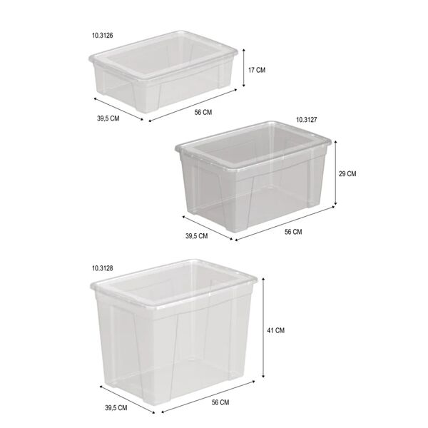 leroy merlin set di 3 pezzi, scatola kbox 6 - 7 - 8 l 56 x h 41 x p 9.5 cm trasparente