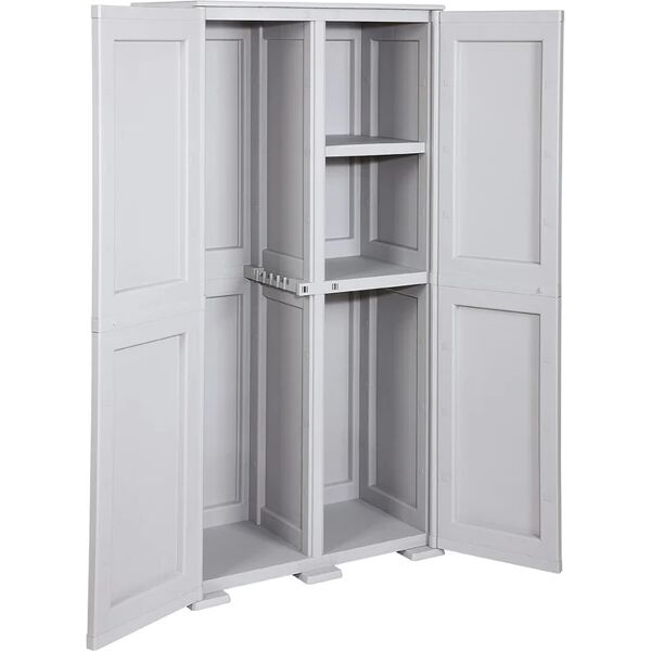 tontarelli armadio alto omnimodus simplex interno / esterno in resina, grigio l 43 x h 164 x p 79 cm, 2 ante