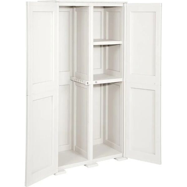 tontarelli armadio alto omnimodus simplex interno / esterno in resina, bianco l 43 x h 164 x p 79 cm, 2 ante