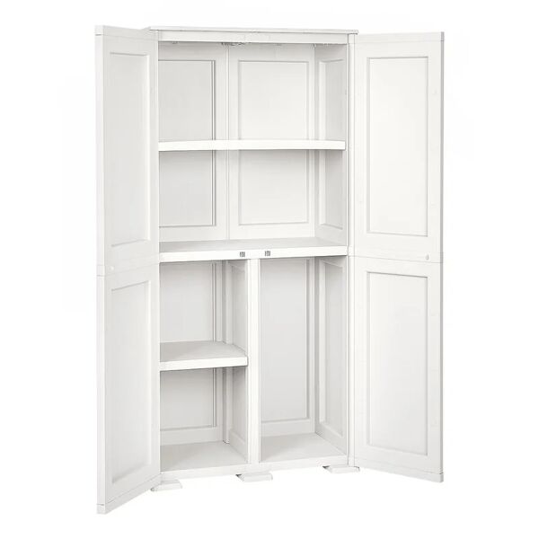 tontarelli armadio alto omnimodus simplex interno / esterno in resina, bianco l 43 x h 164 x p 79 cm, 2 ante