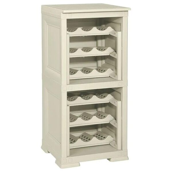 tontarelli mobile portabottiglie portabottiglie omnimodus interno / esterno in resina, beige l 42.5 x h 85.5 x p 40 cm, 0 ante