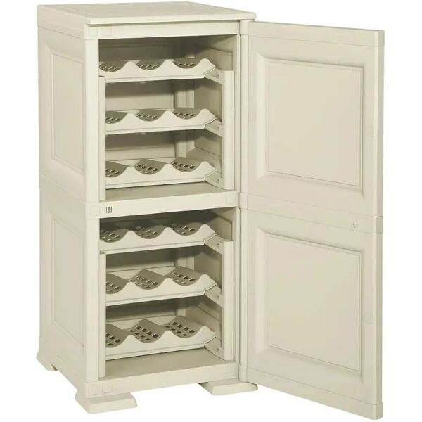 tontarelli mobile portabottiglie portabottiglie omnimodus interno / esterno in resina, beige l 47 x h 85.5 x p 40 cm, 1 anta