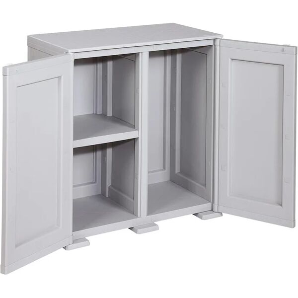 tontarelli armadio basso simplex interno / esterno in resina, grigio l 43 x h 85.5 x p 79 cm, 2 ante