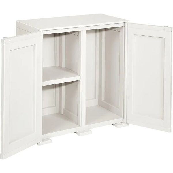 tontarelli armadio basso simplex interno / esterno in resina, bianco l 43 x h 85.5 x p 79 cm, 2 ante