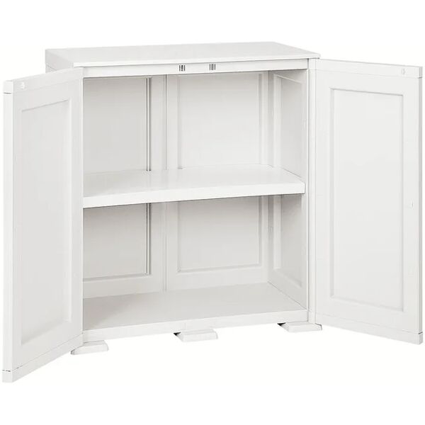 tontarelli armadio basso simplex interno / esterno in resina, bianco l 43 x h 85.5 x p 79 cm, 2 ante