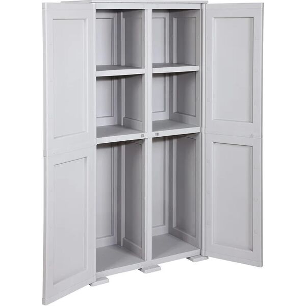 tontarelli armadio alto simplex interno / esterno in resina, grigio l 43 x h 164 x p 79 cm, 2 ante