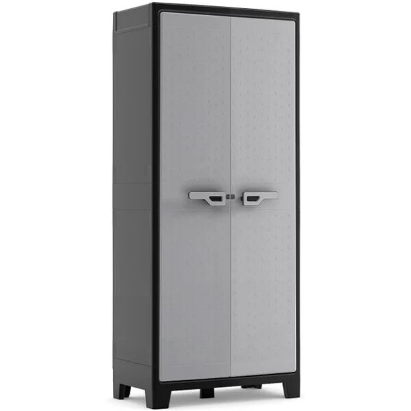 keter armadio alto armadio titan multispace interno / esterno in polipropilene, grigio  l 80 x h 182 x p 44 cm, 2 ante