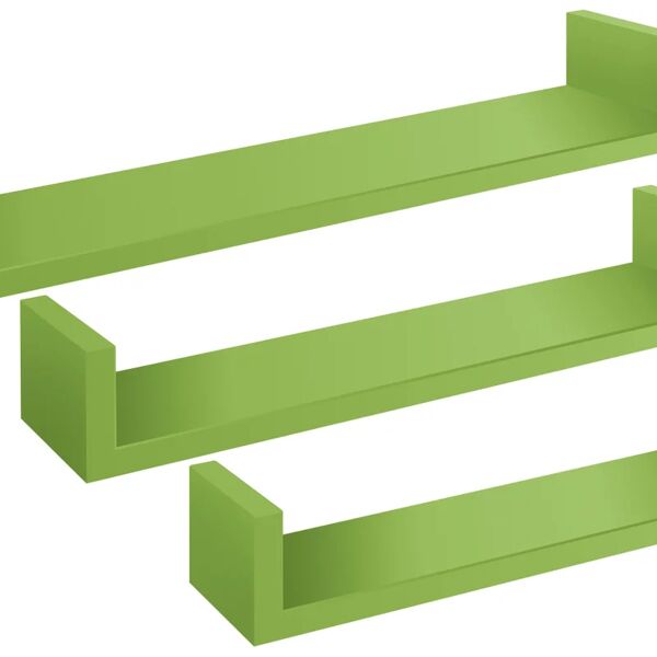 leroy merlin mensola a muro calamita a u in mdf l 60 x h 8 x p 15.5 cm verde, 3 pezzi