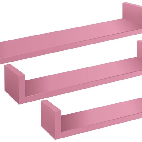 leroy merlin mensola a muro calamita a u in mdf l 60 x h 8 x p 15.5 cm rosa, 3 pezzi