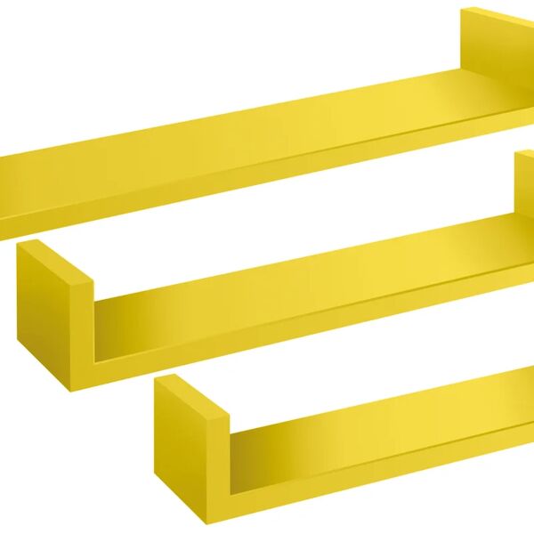 leroy merlin mensola a muro calamita a u in mdf l 60 x h 8 x p 15.5 cm giallo canarino, 3 pezzi