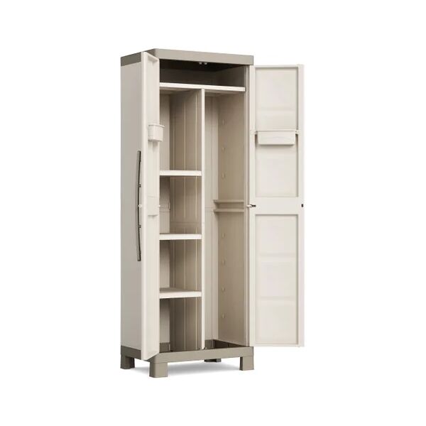 keter armadio alto excellence portascope interno in polipropilene, tortora e beige  l 65 x h 182 x p 45 cm, 2 ante