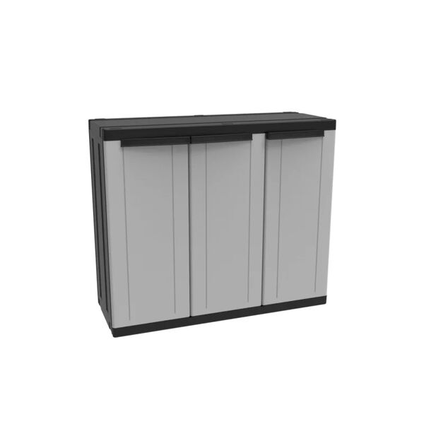 terry storage armadio basso c-line 102b interno / esterno in resina, grigio l 102 x h 87 x p 39 cm, 3 ante