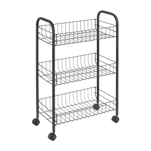 metaltex carrello da cucina in ferro nero l 23 x h 63 x p 23 cm, con ruote