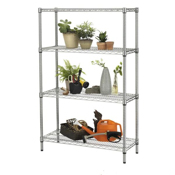 leroy merlin scaffale in kit 4 ripiani per esterno l 90 x p 36 x h 137 cm grigio, portata per ripiano 150 kg