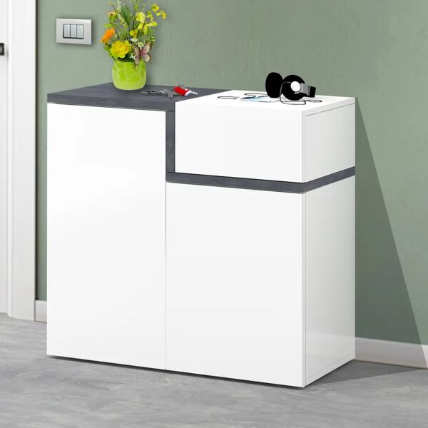 leroy merlin mobile credenza zet l 80 x h 80.1 p 40 cm bianco lucido e grigio