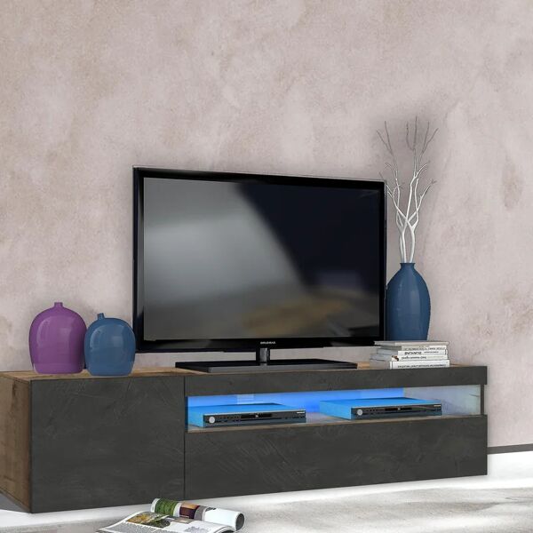 leroy merlin mobile per tv daiquiri l 155 x h 36.5 x p 40 cm grigio scuro e rovere