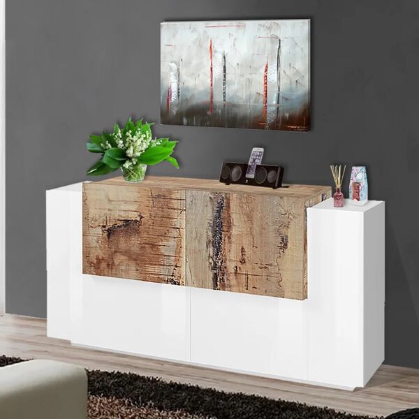 leroy merlin mobile credenza new coro l 160 x h 86 p 45 cm bianco lucido e marrone