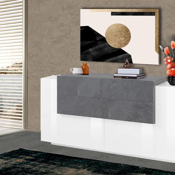 leroy merlin mobile credenza new coro l 160 x h 86 p 45 cm bianco lucido e grigio