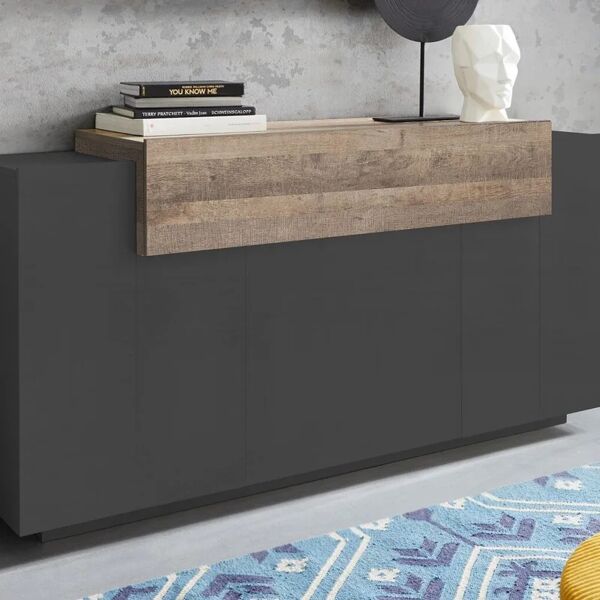 leroy merlin mobile credenza coro l 160 x h 85.5 p 45 cm grigio e nero