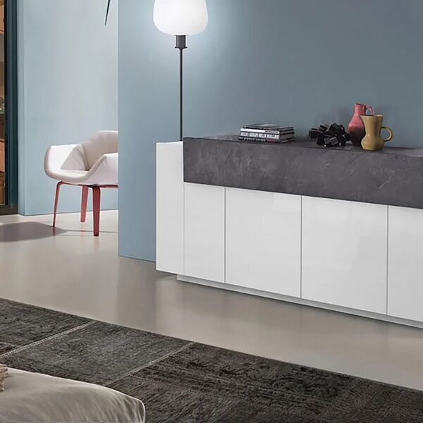 leroy merlin mobile credenza coro l 200 x h 85.5 p 45 cm bianco lucido e grigio