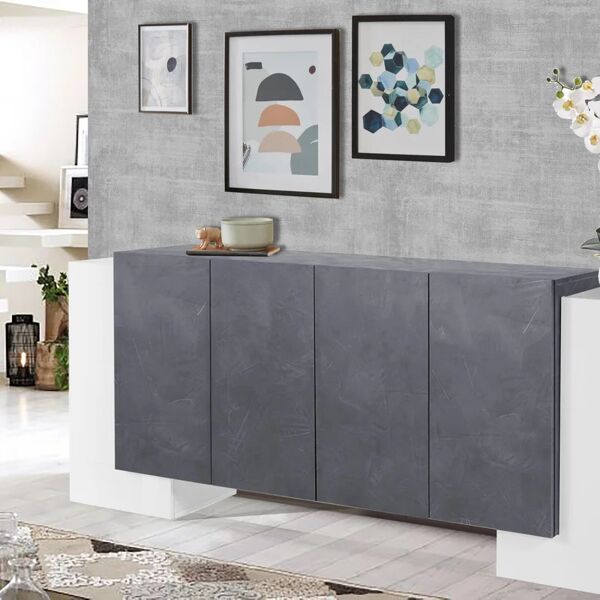 leroy merlin mobile credenza pillon l 210 x h 85 p 45 cm bianco lucido e grigio