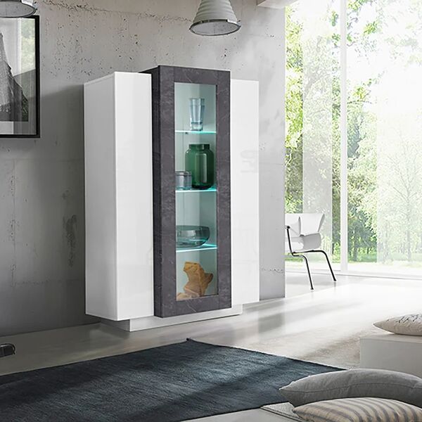 leroy merlin mobile vetrina coro l 80 x h 120.5 p 38 cm bianco lucido e grigio