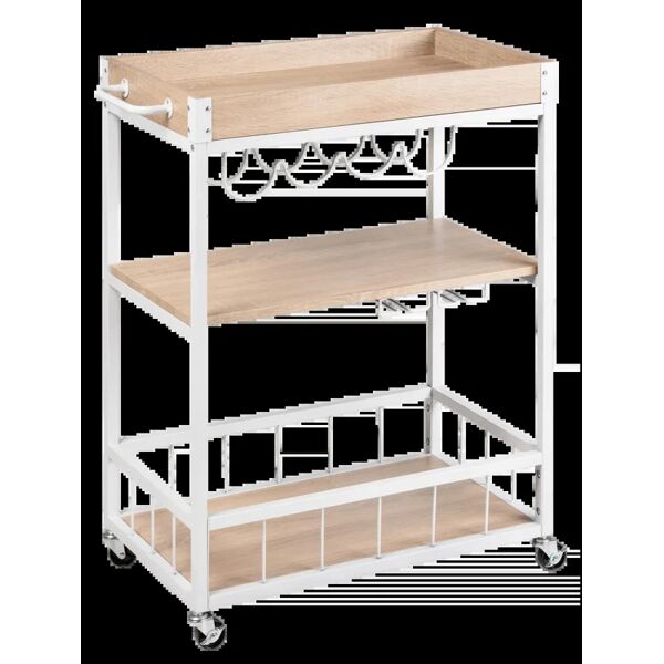 wenko carrello da cucina in mdf bianco/rovere l 80 x h 89.5 x p 40 cm, con ruote