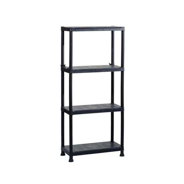 leroy merlin scaffale in kit 4 ripiani plus shelf 60/4 l 60 x p 30 x h 135 cm nero, portata per ripiano 20 kg