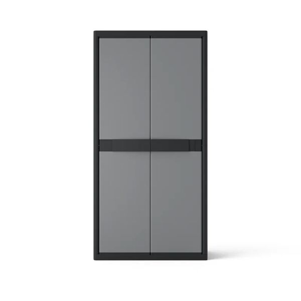 spaceo armadio alto standard interno in resina, grigio e nero  l 89.7 x h 180 x p 53.7 cm, 2 ante