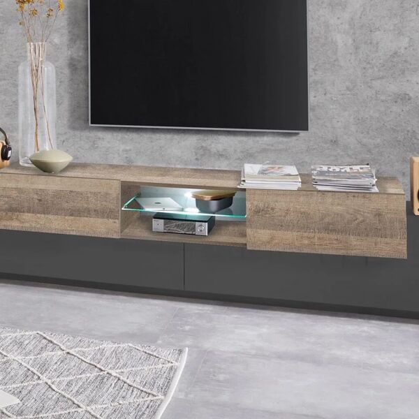 leroy merlin mobile per tv new coro l 220 x h 51 x p 45 cm grigio scuro e rovere