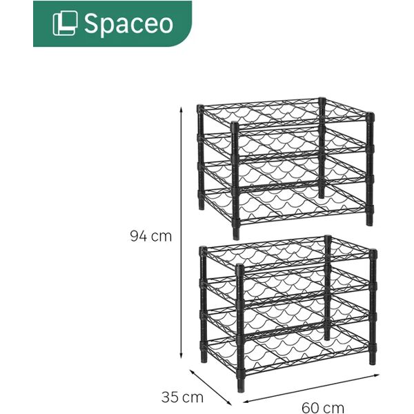 spaceo set di 2 scaffali 8 ripiani l 65 x p 35 x h 94 cm grigio, portata per ripiano 60 kg