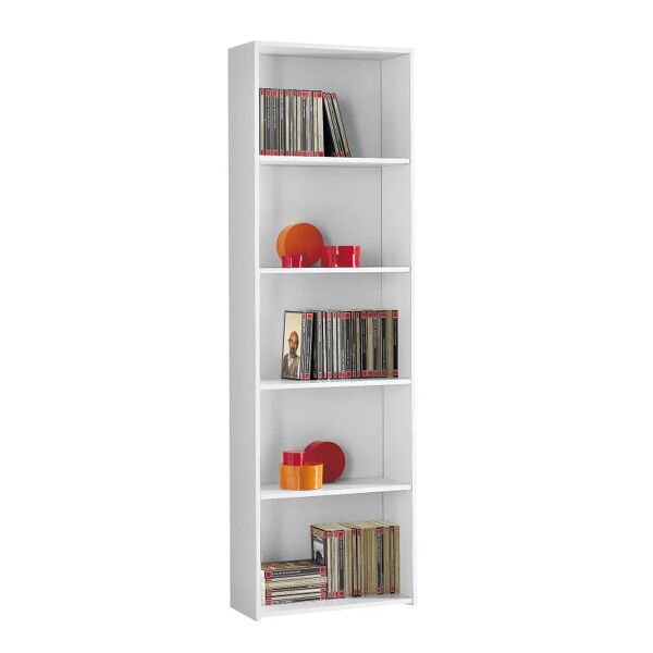 decor space libreria moderna in legno 5 ripiani per ufficio e cameretta h 175 cm made in italy / bianco