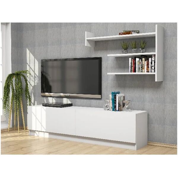 homemania mobile porta tv martin in truciolare melaminico, pvc, bianco,