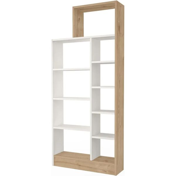 homemania libreria zerre 75,4x22x170,8 cm rovere e bianca