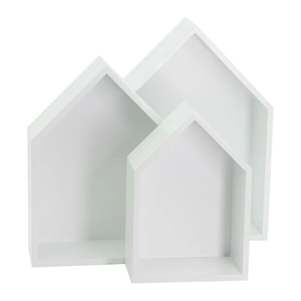 no brand set 3 mensole casetta 26,5x10x35 bianco