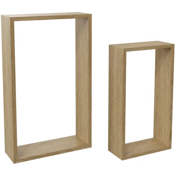 spaceo - set di 2 mensole da parete rettangolari - legno - rovere - opaco - l. 27 x l. 45 x p. 11,7 cm - l. 22 x l. 40 x d. 11,7 cm