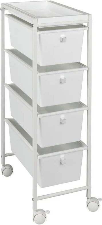 wenko carrello da cucina in acciaio bianco l 38.5 x h 76.5 x p 22.5 cm, con ruote