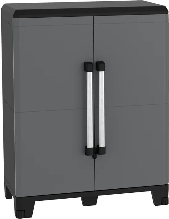 terry storage armadio basso modular 2 transforming pro interno / esterno in resina, grigio scuro l 78 x h 102 x p 44 cm, 2 ante