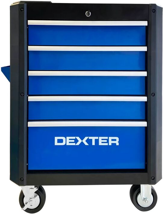 dexter carrello per officina  in acciaio con 4 ruote 5 cassetti, l 66 x p 46 x h 92 cm