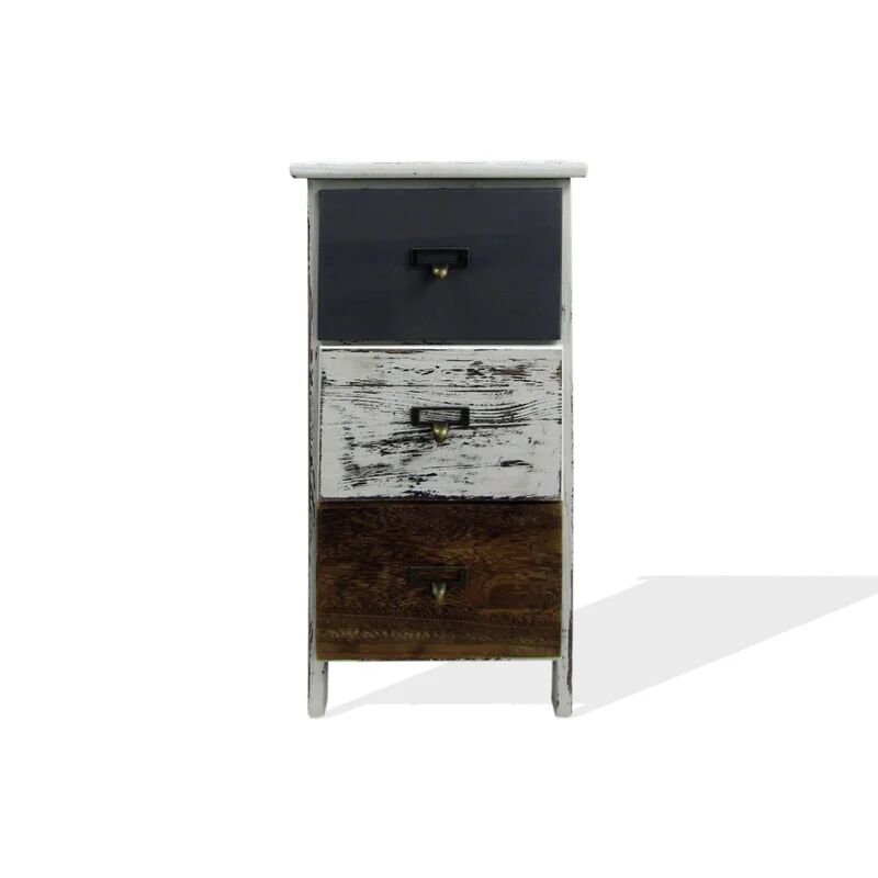 leroy merlin comodino con 3 cassetti in legno bianco,grigio e marrone l 28 x h 58 x p 28 cm