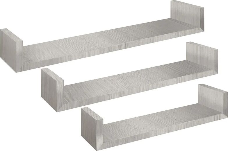 leroy merlin mensola a muro calamita a u in mdf l 60 x h 8 x p 15.5 cm grigio, 3 pezzi