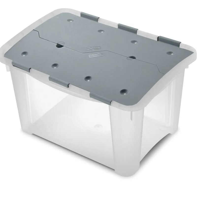 terry storage contenitore l 32.2 x h 28 x p 46.5 cm vasca trasparente, coperchio grigio