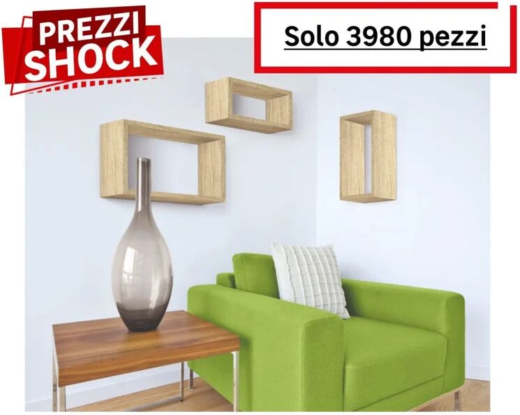 leroy merlin mensola a muro tris rettangolare in mdf l 45 x h 27 x p 15.5 cm rovere sagerau, 3 pezzi