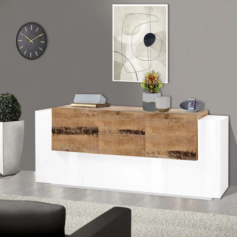 leroy merlin mobile credenza new coro l 220 x h 86 p 45 cm bianco lucido e marrone